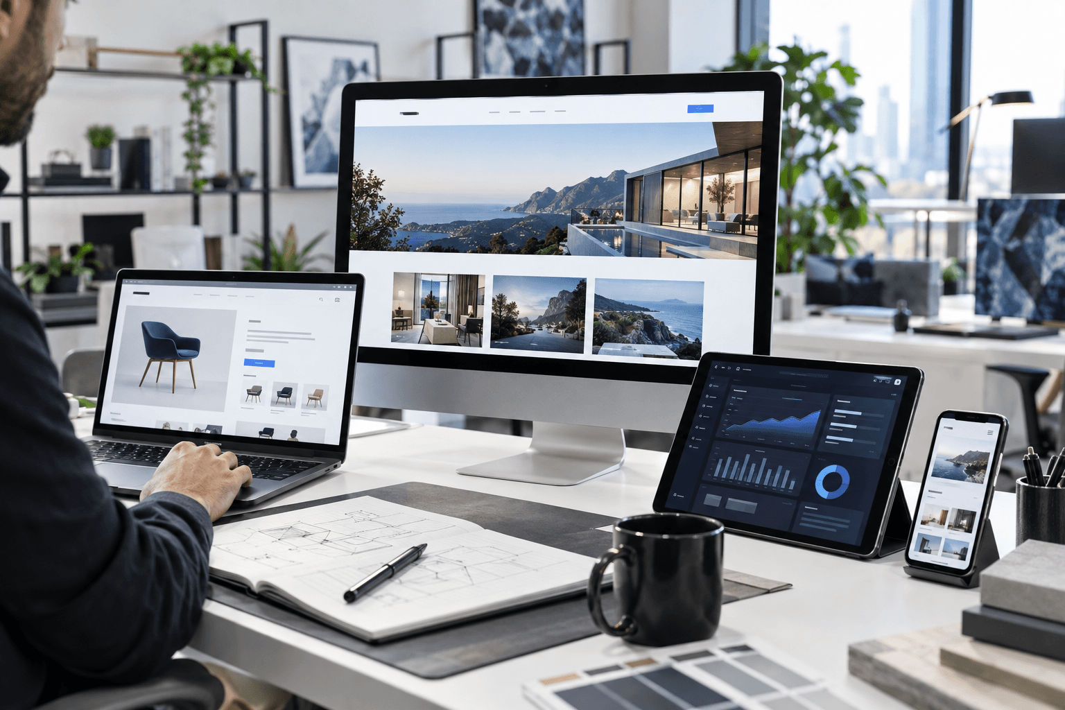 Responsive websites and web applications displayed across devices